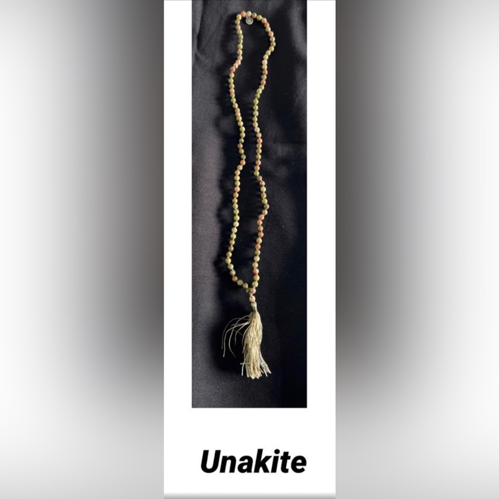 MALA & MANTRA- New!! Unakite gemstone necklace ! . Genuine!!